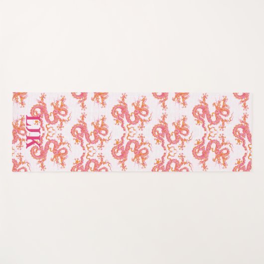 Swirling Dragon in Pink and Orange Personalized Yogamatte (Vorderseite (Horizontal))