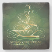 Swirling Gold Ribbon Weihnachtsbaum Steinuntersetzer (Vorderseite)