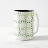 Swirling green leaf pattern zweifarbige tasse (VorderseiteRechts)