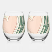 Swirling green lines with pink hearts  weinglas ohne stiel (Links)