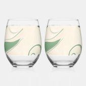 Swirling green lines with pink hearts  weinglas ohne stiel (Rechts)