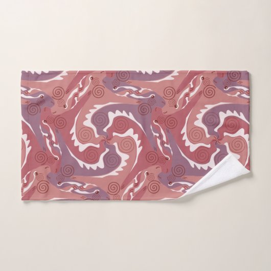 Swirling Hares 8 Rotes Set Handtuch (Handtuch)