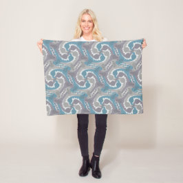 Swirling Hares Tesselation Blue Blanket 3 Fleecedecke