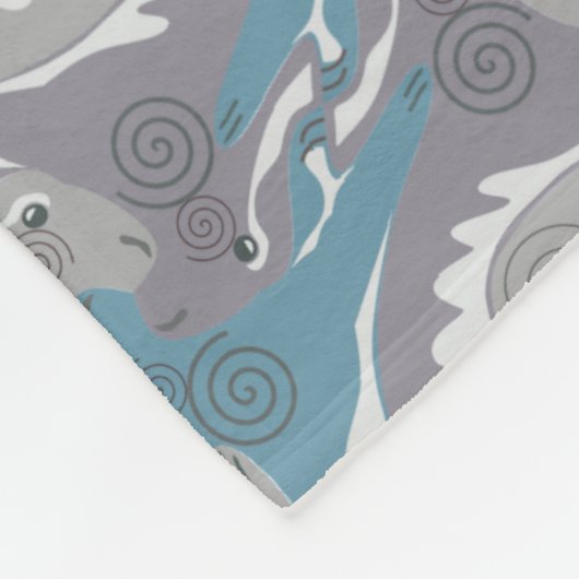 Swirling Hares Tesselation Blue Blanket 3 Fleecedecke (Ecke)