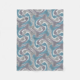 Swirling Hares Tesselation Blue Blanket 3 Fleecedecke