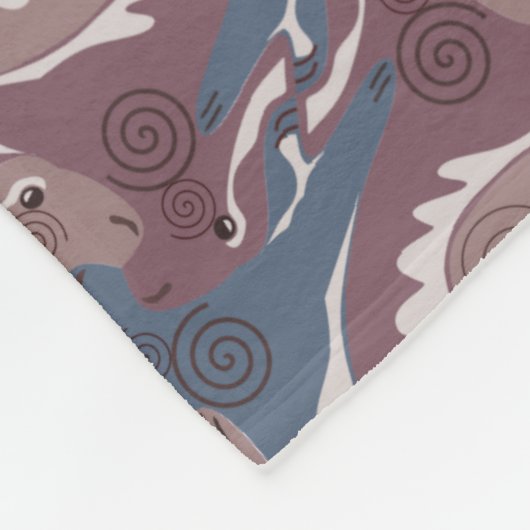 Swirling Hares Tesselation Blue Brown Blanket 7 Fleecedecke (Ecke)