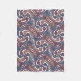 Swirling Hares Tesselation Blue Brown Blanket 7 Fleecedecke