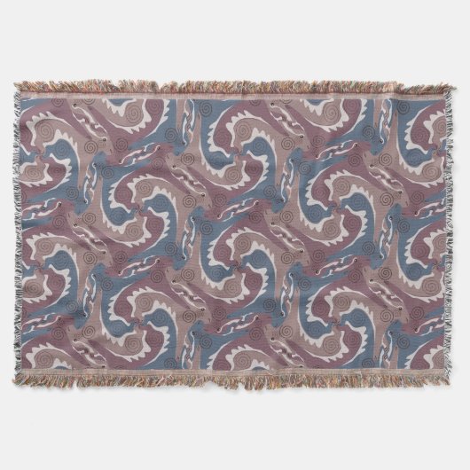 Swirling Hares Tesselation Blue Brown T Blanket 7 Decke (Vorderseite)