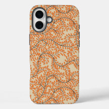 Swirling Orange Leaves on Beige Background