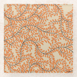 Swirling Orange Leaves on Beige Background Glasuntersetzer