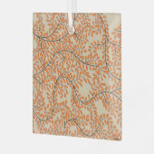Swirling Orange Leaves on Beige Background Ornament Aus Glas (Vorderseite links)