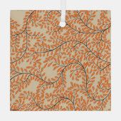 Swirling Orange Leaves on Beige Background Ornament Aus Glas (Rückseite)