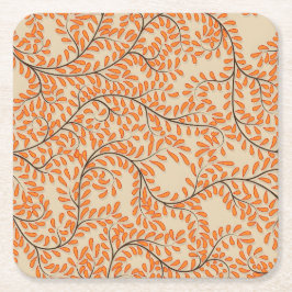 Swirling Orange Leaves on Beige Background Rechteckiger Pappuntersetzer
