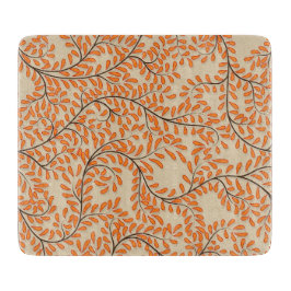 Swirling Orange Leaves on Beige Background Schneidebrett
