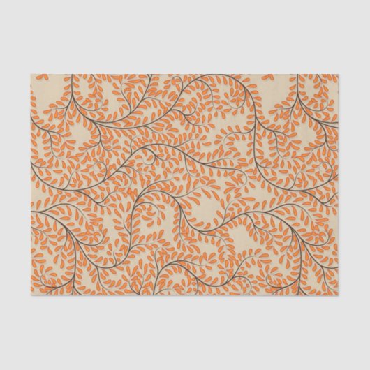 Swirling Orange Leaves on Beige Background Seidenpapier (Vorderseite)