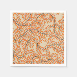 Swirling Orange Leaves on Beige Background Serviette