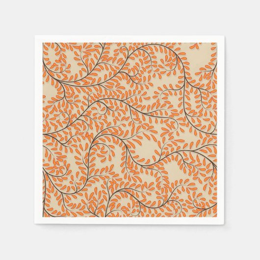 Swirling Orange Leaves on Beige Background Serviette (Vorderseite)