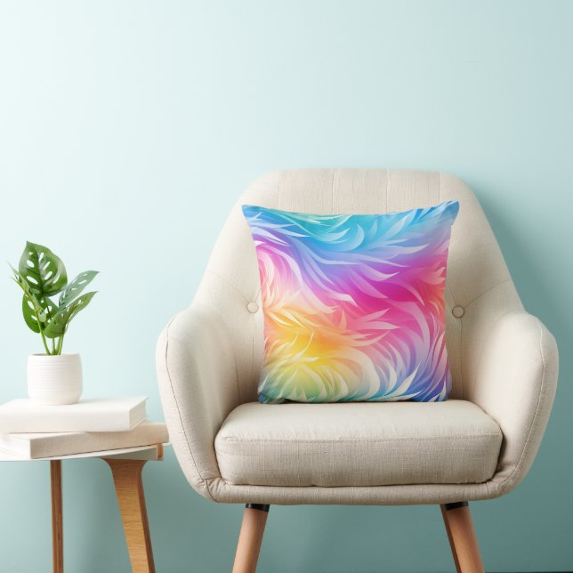 Swirling Rainbow Abstract Throw Pillow Kissen (Stuhl )