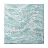Swirling School of Fish in Teal ID1200 Fliese (Vorderseite)