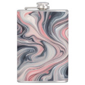 Swirling Shades of Pink, Grey, and White Flachmann (Vorderseite)
