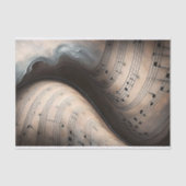 Swirling Sheet Music in Soft Teal Decoupage Seidenpapier (Vorderseite)