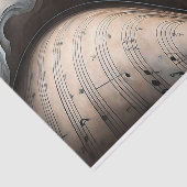 Swirling Sheet Music in Soft Teal Decoupage Seidenpapier (Ausschnitt)