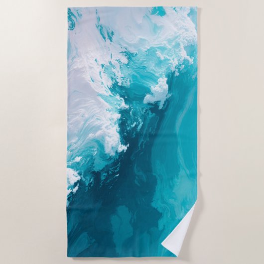 Swirling Turquoise Waves Abstract Ocean Wave Art Strandtuch (Vorderseite)