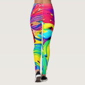 Swirling Vibrant Paint Art Leggings (Rückseite)