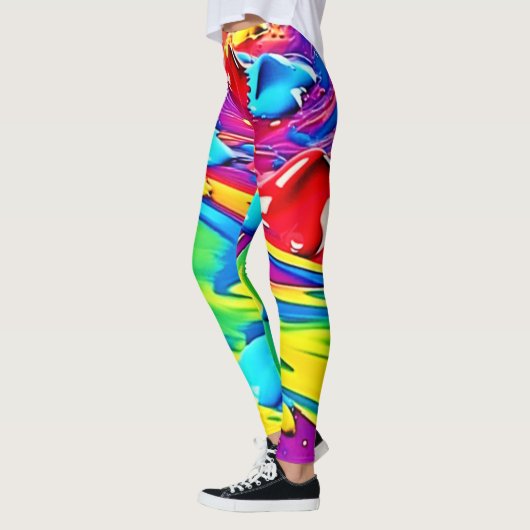 Swirling Vibrant Paint Art Leggings (Links)