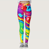 Swirling Vibrant Paint Art Leggings (Vorderseite)