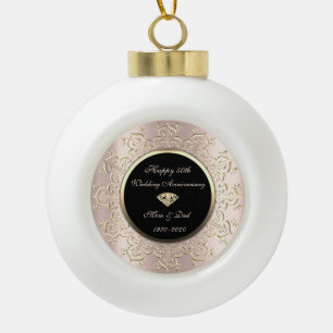 Swirls Diamond Rose Gold 50. Hochzeitsjubiläum Keramik Kugel-Ornament