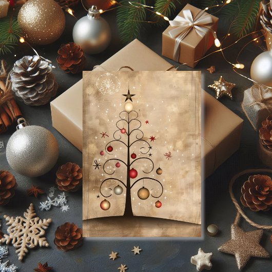 Swirly Christmas Tree Magic with Dancing Ornament  Karte