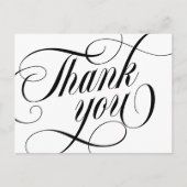 Swirly Elegant Black Script Thank You Postkarte (Vorderseite)
