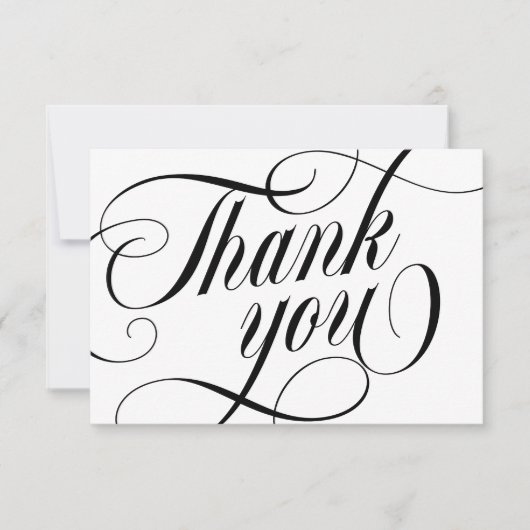 Swirly Elegant Black Script Thank You With Love Dankeskarte (Vorderseite)