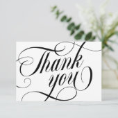 Swirly Elegant Black Script Thank You With Love Dankeskarte (Stehend Vorderseite)