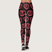 Swirly Red Abstract Hearts Pattern Leggings (Rückseite)