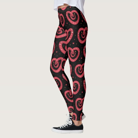 Swirly Red Abstract Hearts Pattern Leggings (Links)