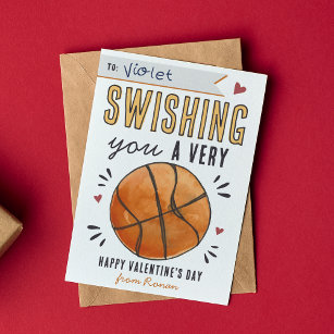 Swish Basketball-Klassenzimmer Valentine's Day Car Einladung
