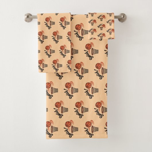 Swish Slam Dunk: Vintager Basketballstil Badhandtuch Set (Insitu)