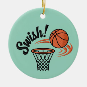Swish Slam Dunk: Vintager Basketballstil Keramik Ornament