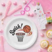 Swish Slam Dunk: Vintager Basketballstil Pappteller (Party)