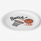 Swish Slam Dunk: Vintager Basketballstil Pappteller (Schrägansicht)