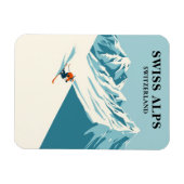 Swiss Alps Skier Reise Souvenir Magnet (Horizontal)