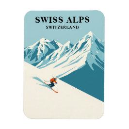 Swiss Alps Skier Reise Souvenir Magnet