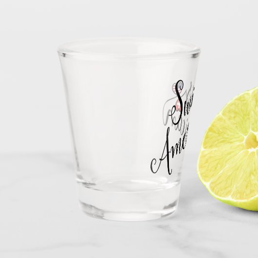 Swiss American Entwined Hearts Schnapsglas (Links)