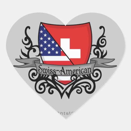 Swiss-American Shield Flag Herz-Aufkleber (Vorderseite)