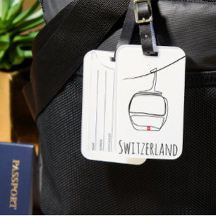 Swiss Cable Car Line Art   Alpine Elegance Gepäckanhänger