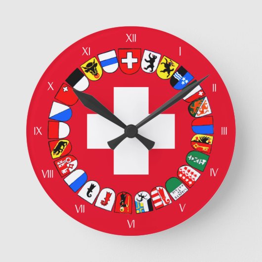Swiss cantons coat of arms runde wanduhr (Vorderseite)
