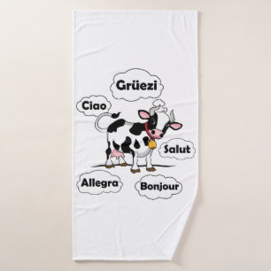 Swiss Cow Grüezi Bonjour Ciao Schweiz Reisen Badehandtuch