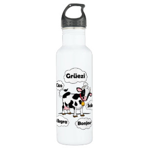 Swiss Cow Grüezi Bonjour Ciao Schweiz Reisen Edelstahlflasche